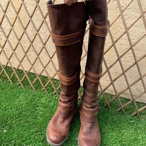 Calvin Klein Jeans leather knee high brown boots
